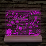 Régi stílusú térkép csak 24 cm fa talppal 7 színű 3D led lámpa