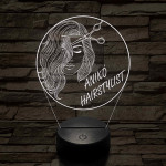 Fodrász sziluett ollóval – 7 színű, színváltós 3D LED lámpa