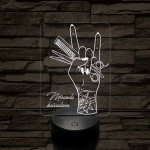Tetovált női kéz fésűvel és ollóval – 7 színű, színváltós 3D LED lámpa