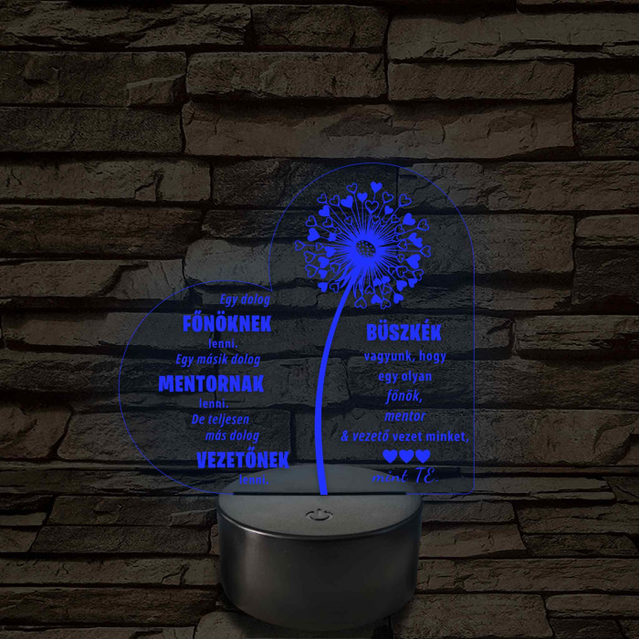 Főnök – Mentor – Vezető – 7 színű, színváltós 3D LED lámpa (többes számú megfogalmazással!)