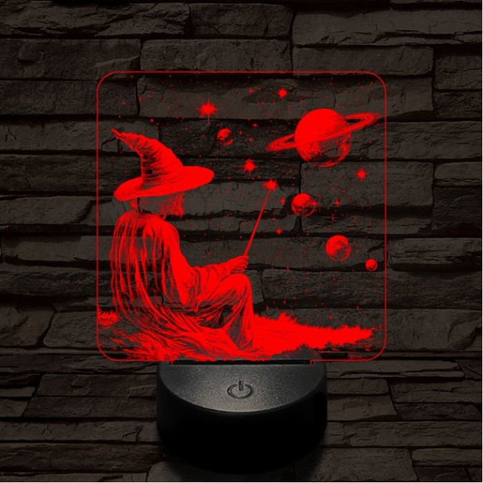 Űrvarázsló 7 színű, színváltós, valósághű  3D led lámpa