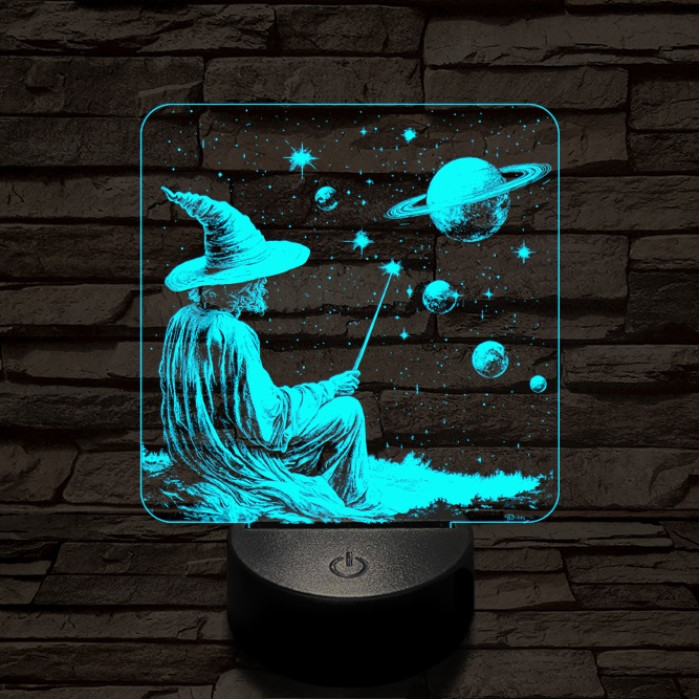 Űrvarázsló 7 színű, színváltós, valósághű  3D led lámpa