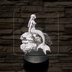 Szirén hableány 7 színű valósághű 3D led lámpa