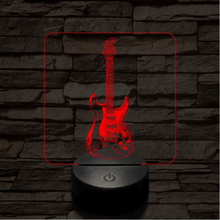 Szólógitár 7 színű valósághű 3D led lámpa