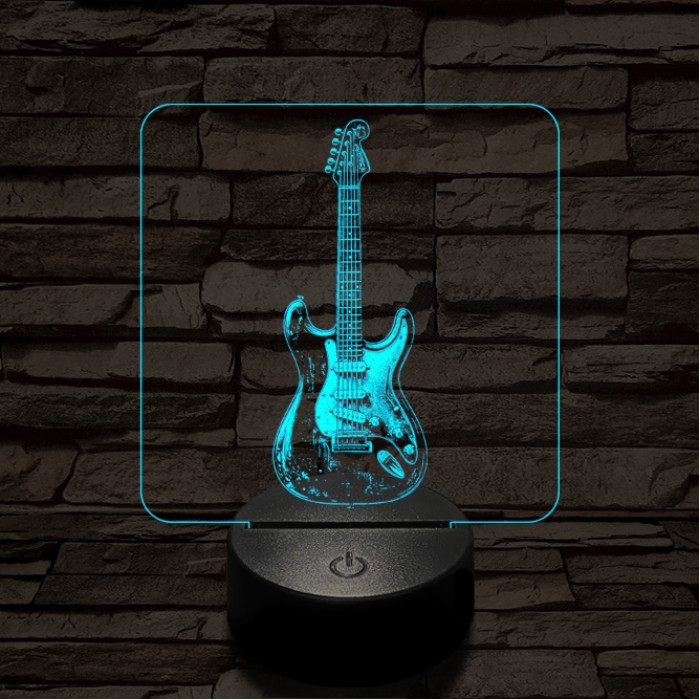 Szólógitár 7 színű valósághű 3D led lámpa