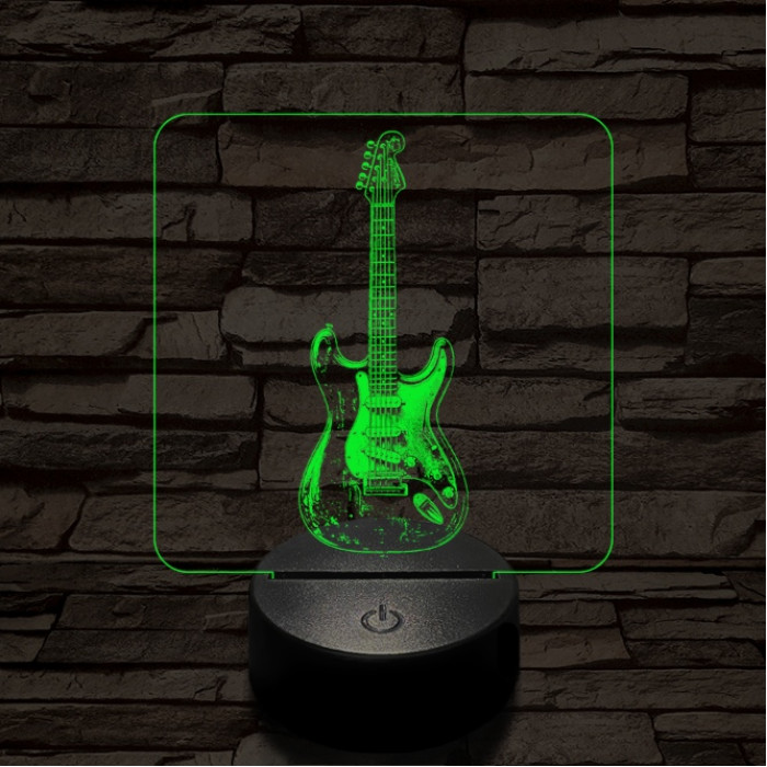 Szólógitár 7 színű valósághű 3D led lámpa