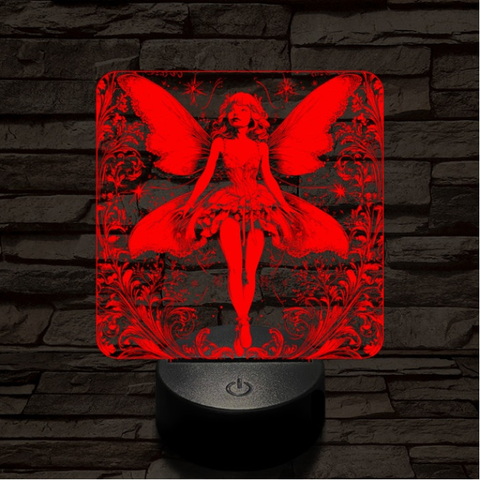 Tündérlány 7 színű, színváltós valósághű  3D led lámpa