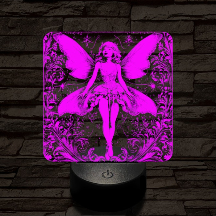 Tündérlány 7 színű, színváltós valósághű  3D led lámpa