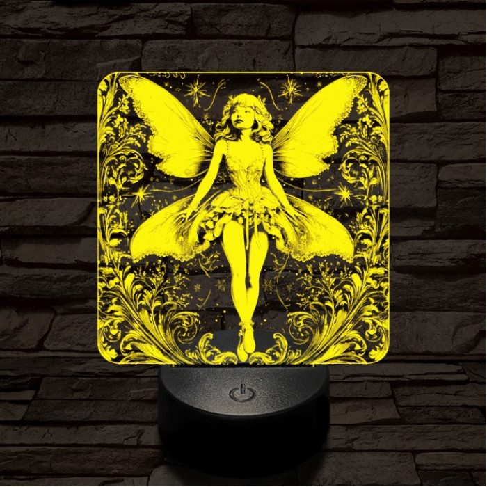 Tündérlány 7 színű, színváltós valósághű  3D led lámpa