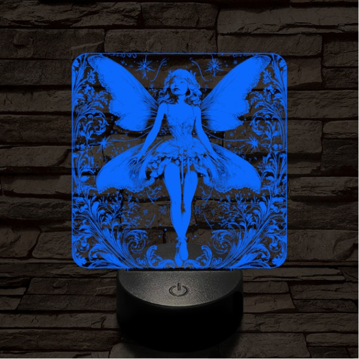 Tündérlány 7 színű, színváltós valósághű  3D led lámpa