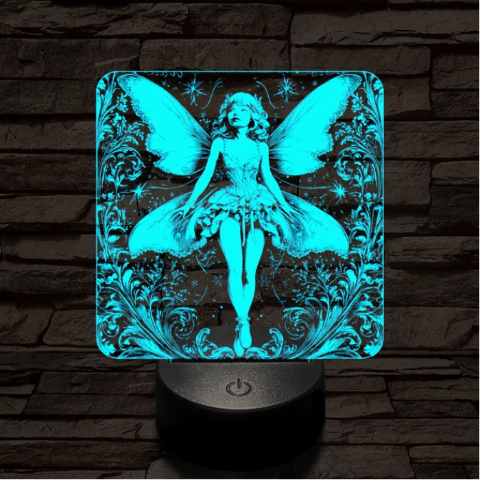 Tündérlány 7 színű, színváltós valósághű  3D led lámpa