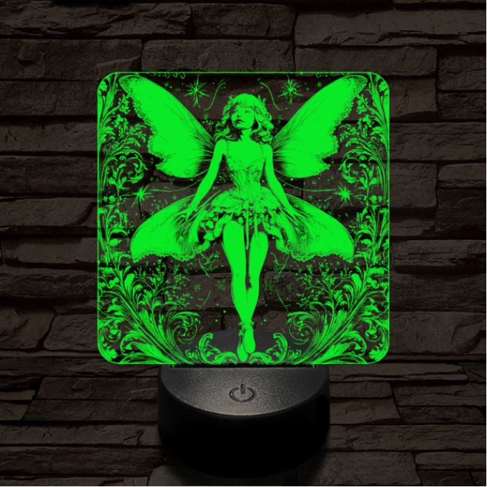 Tündérlány 7 színű, színváltós valósághű  3D led lámpa