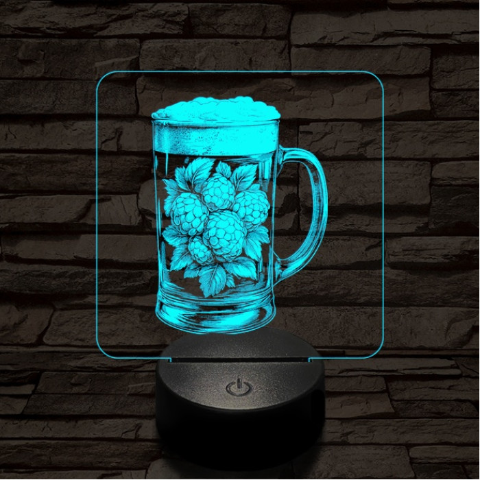 Komló leve 7 színű, valósághűen gravírozott 3D led lámpa