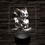 Szerelmetes kissárkány 7 színű valósághű 3D led lámpa