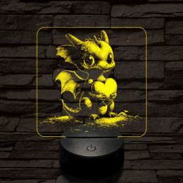 Szerelmetes kissárkány 7 színű valósághű 3D led lámpa