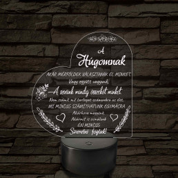 Húgomnak – szívalakú, idézetes, 7 színű színváltós 3D LED lámpa