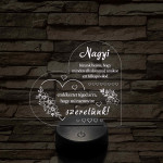 Nagyi – Szívalakú, színváltós 7 színű LED lámpa szeretetteljes üzenettel