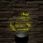Nagyi – Szívalakú, színváltós 7 színű LED lámpa szeretetteljes üzenettel
