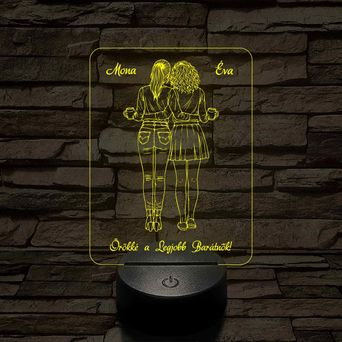 A legjobb barátnők – 7 színű, színváltós 3D LED lámpa