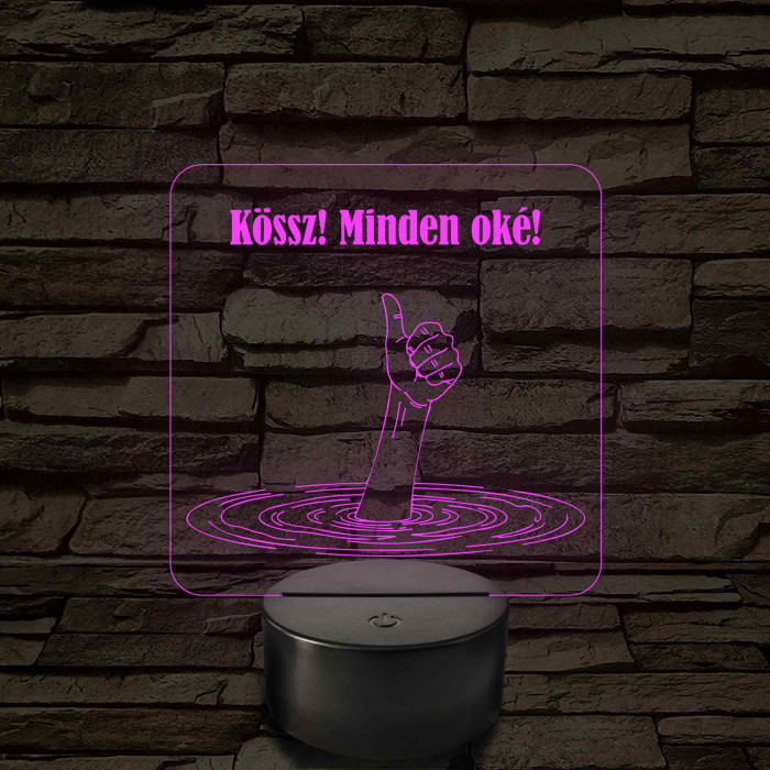 Minden oké - 7 színű, színváltós  3D led lámpa