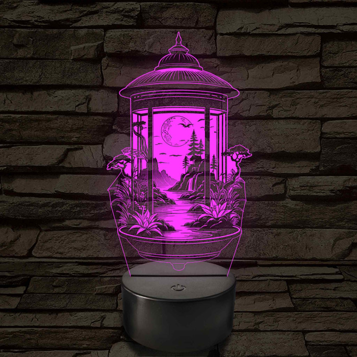 Lampion tájkép – 7 színű, színváltós 3D LED lámpa