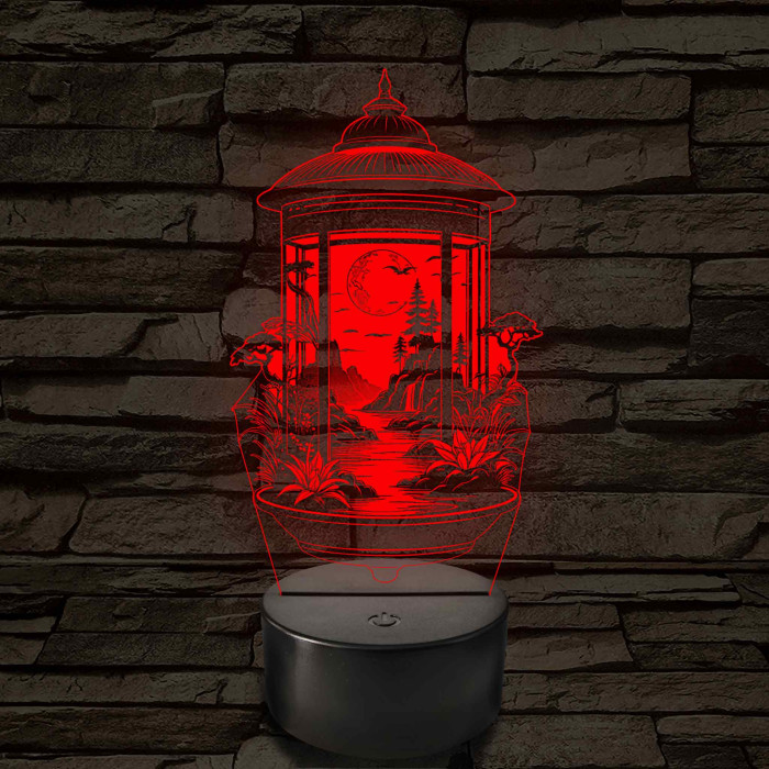 Lampion tájkép – 7 színű, színváltós 3D LED lámpa