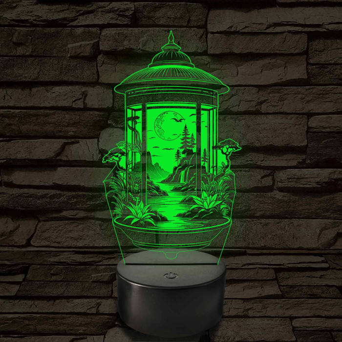 Lampion tájkép – 7 színű, színváltós 3D LED lámpa