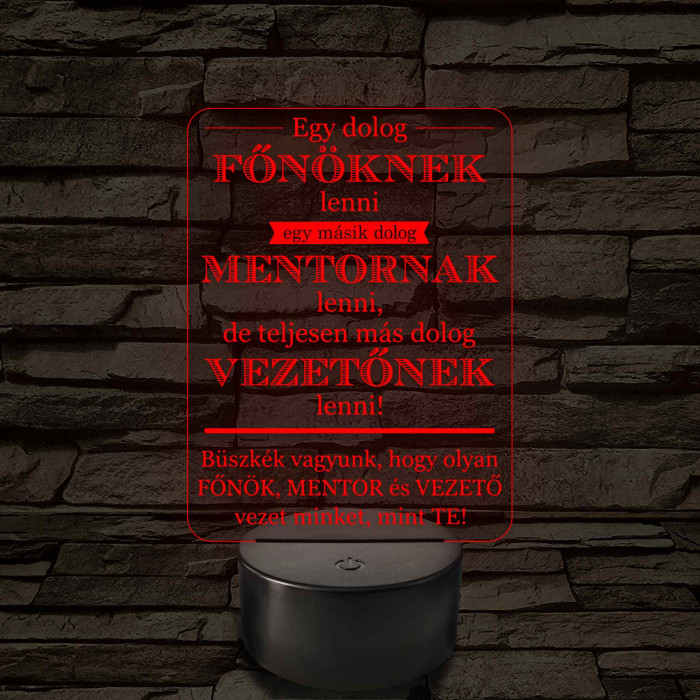 Főnök – Mentor – Vezető – 7 színű, színváltós 3D LED lámpa (többes számban)