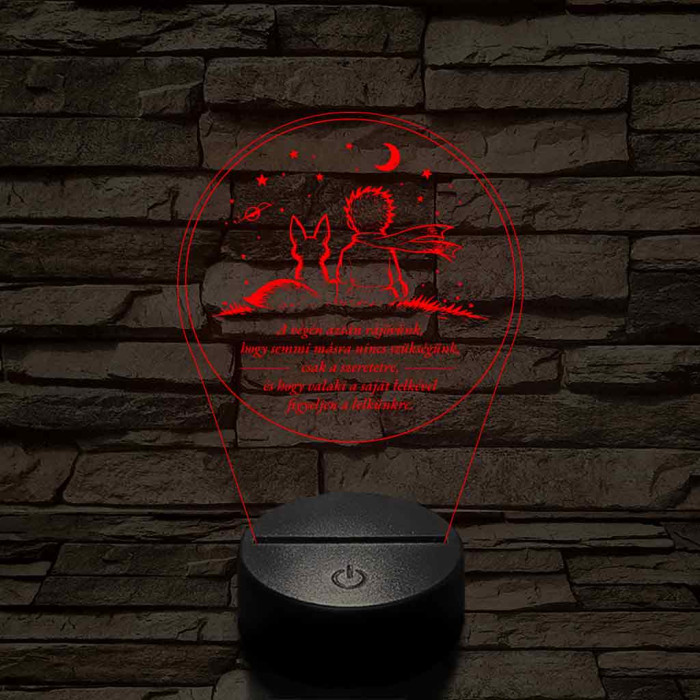 A Kis Herceg és a Róka – 7 színű, színváltós 3D LED lámpa