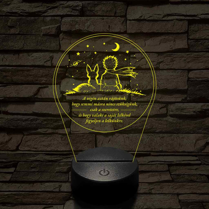 A Kis Herceg és a Róka – 7 színű, színváltós 3D LED lámpa