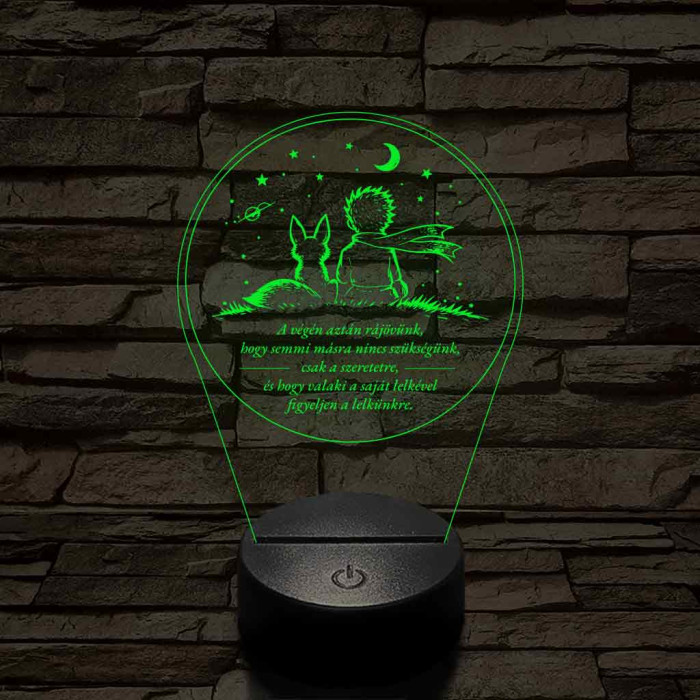 A Kis Herceg és a Róka – 7 színű, színváltós 3D LED lámpa