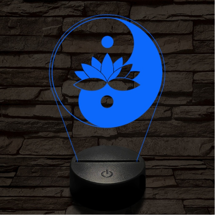 Jin-Jang lótusz 7 színű  3D led lámpa