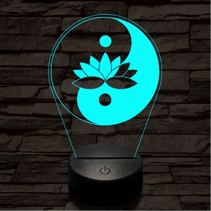 Jin-Jang lótusz 7 színű  3D led lámpa