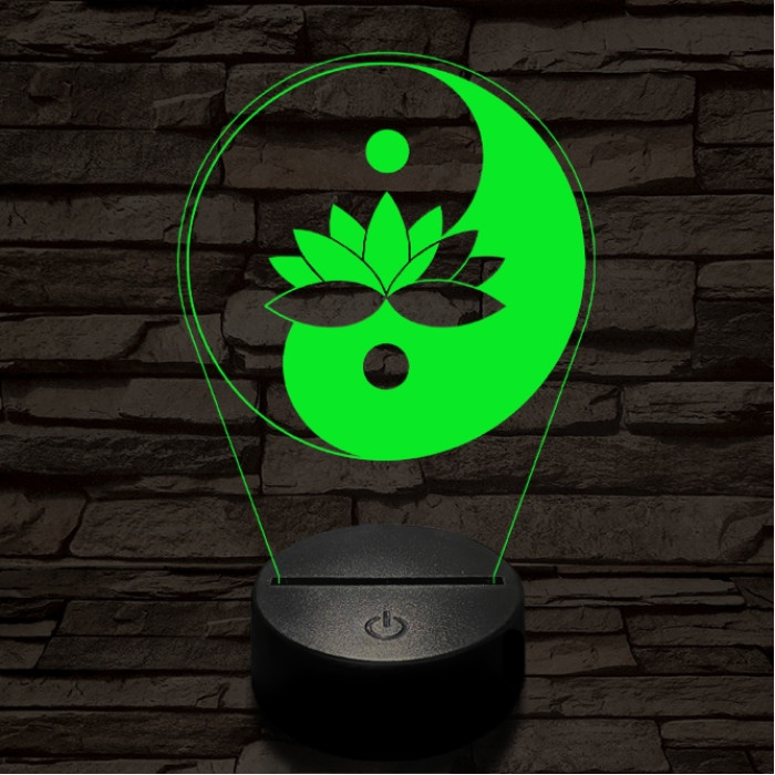 Jin-Jang lótusz 7 színű  3D led lámpa