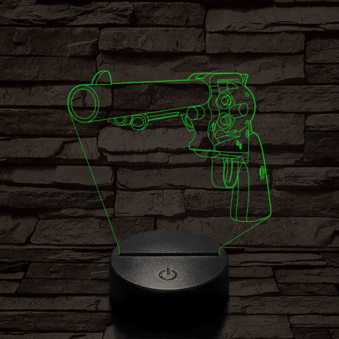 Colt revolver  7 színű  3D led lámpa