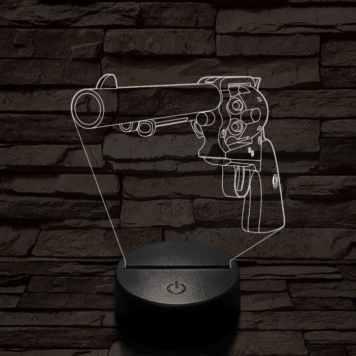 Colt revolver  7 színű  3D led lámpa