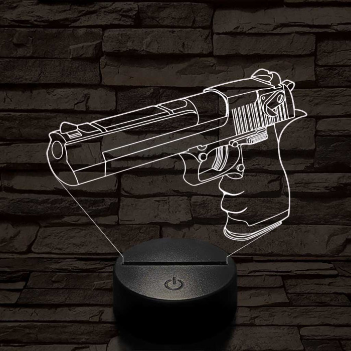 Desert eagle pisztoly 7 színű  3D led lámpa