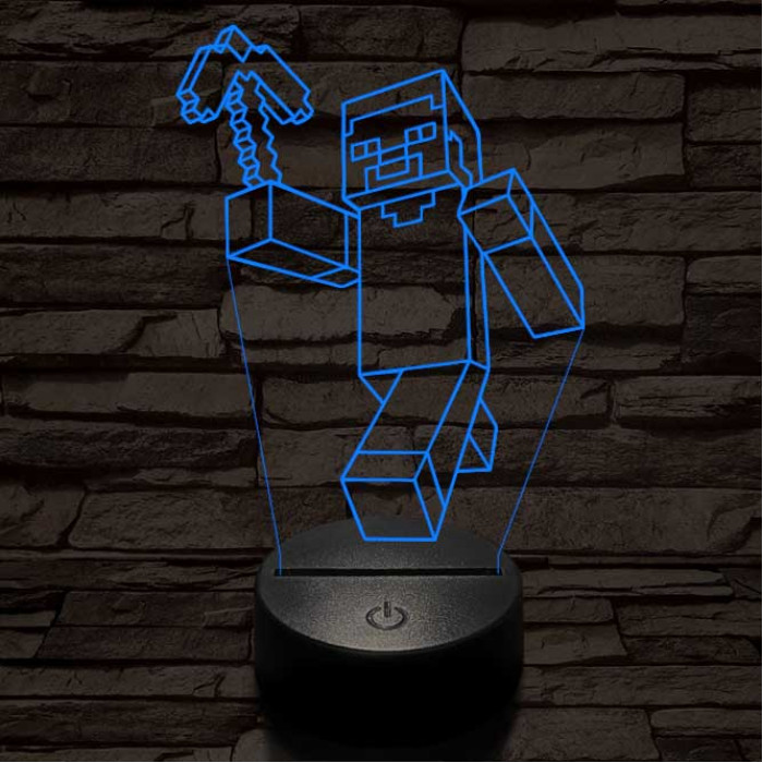 Minecraft figura 7 színű 3D led lámpa