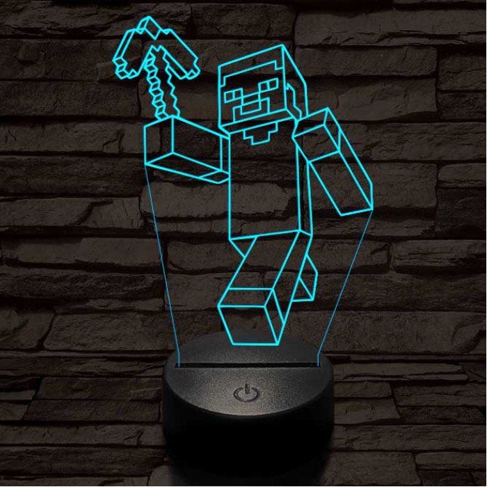 Minecraft figura 7 színű 3D led lámpa