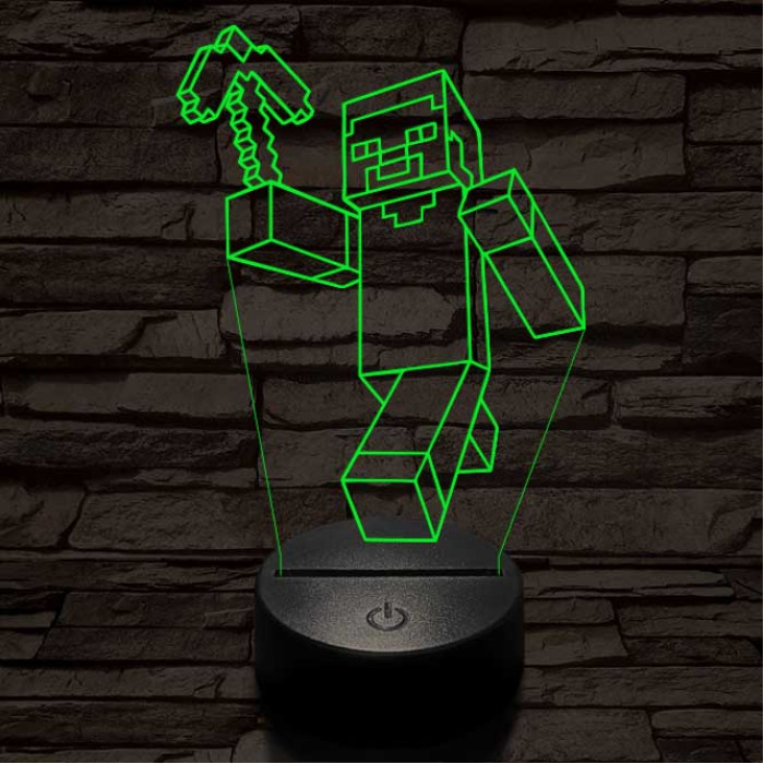 Minecraft figura 7 színű 3D led lámpa