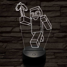 Minecraft figura 7 színű 3D led lámpa