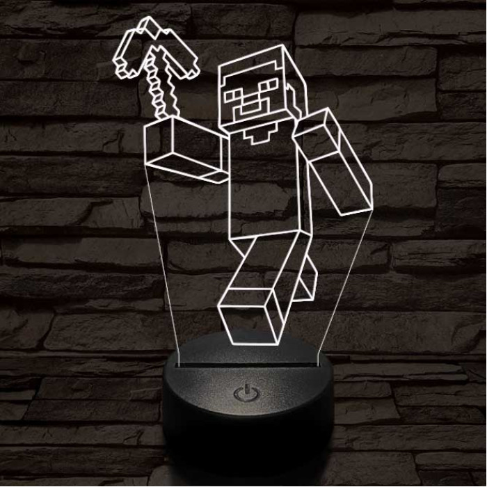 Minecraft figura 7 színű 3D led lámpa