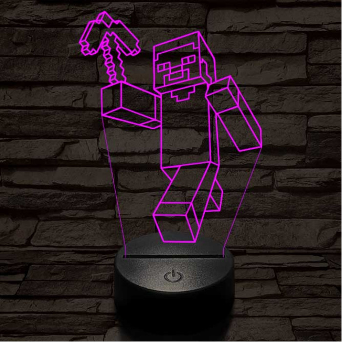 Minecraft figura 7 színű 3D led lámpa