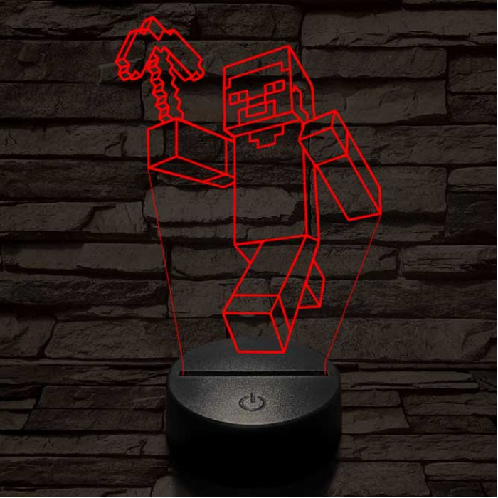 Minecraft figura 7 színű 3D led lámpa
