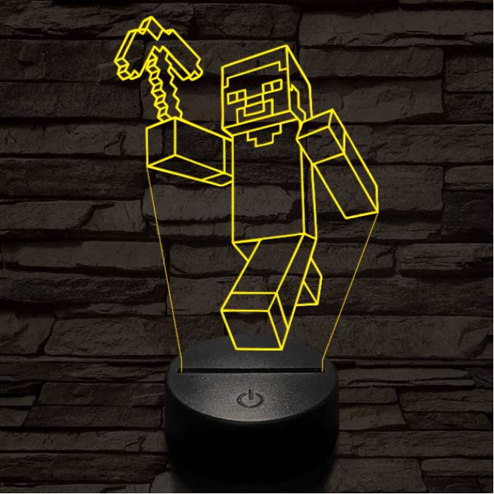 Minecraft figura 7 színű 3D led lámpa