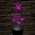 Minecraft Creeper 7 színű 3D led lámpa
