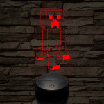 Minecraft Creeper 7 színű 3D led lámpa