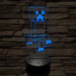 Minecraft Creeper 7 színű 3D led lámpa