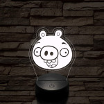 Angry Birds zöld malac piggy 7 színű 3D led lámpa