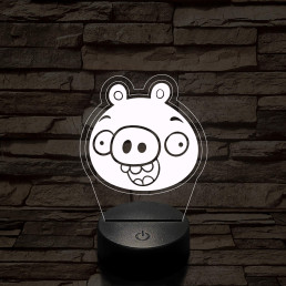 Angry Birds zöld malac piggy 7 színű 3D led lámpa